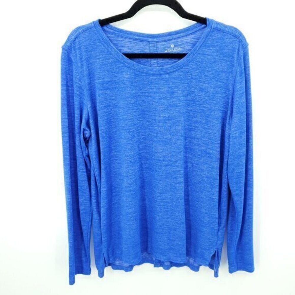 Athleta Odyssey Scoop Neck Long Sleeve Tee M Blue